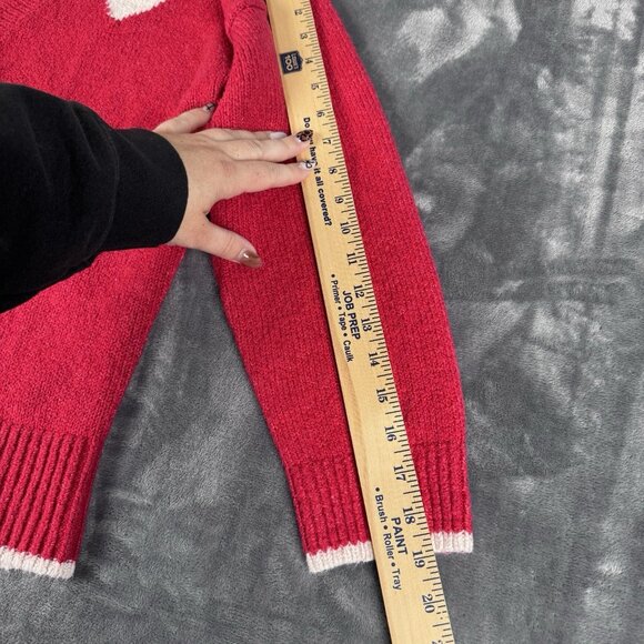 Old Navy Slouchy Cardigan Sweater Red Heart Button Front Cotton Womens M - Picture 7 of 9